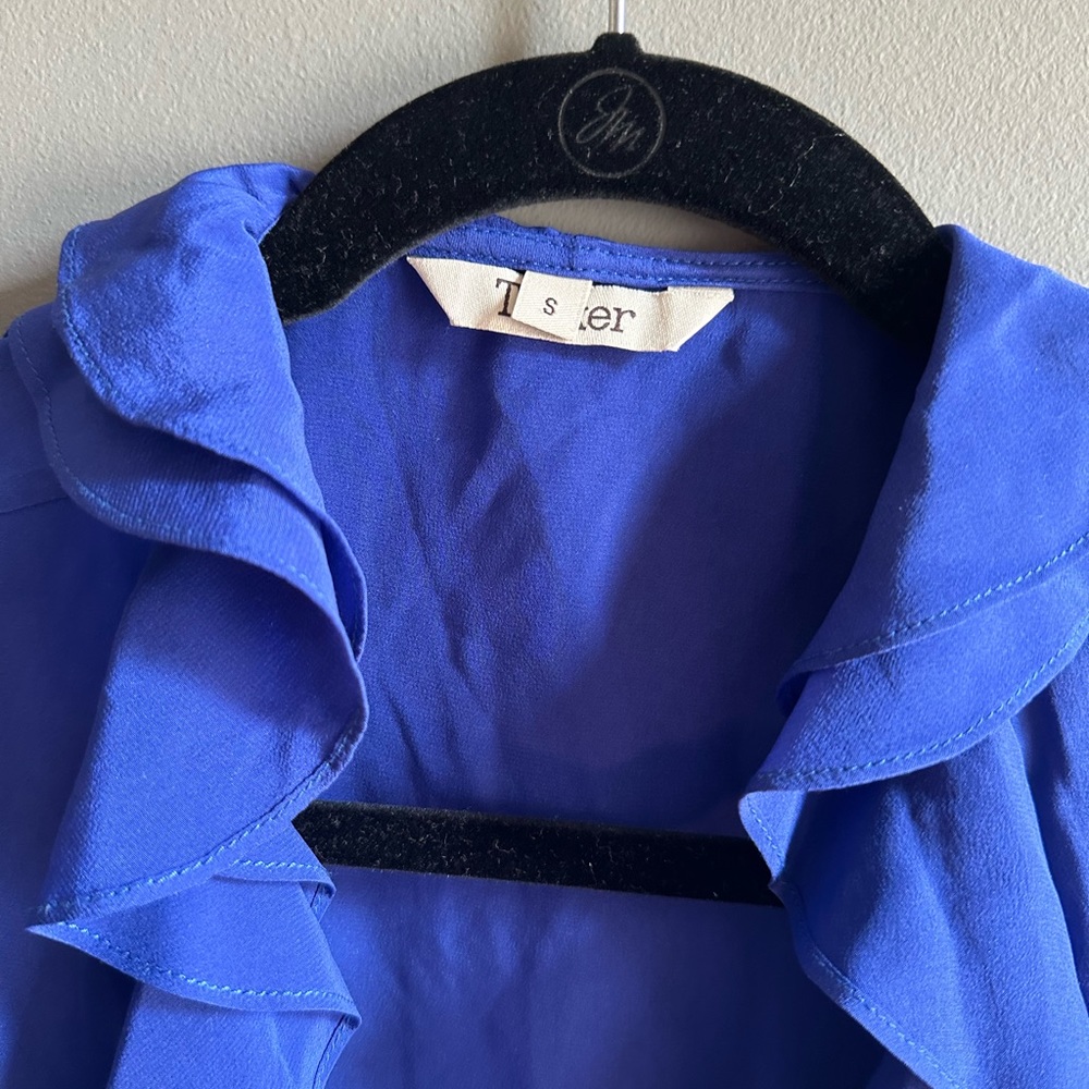 Tucker Silk Short Sleeve Wrap Blouse Small - Picture 2 of 5